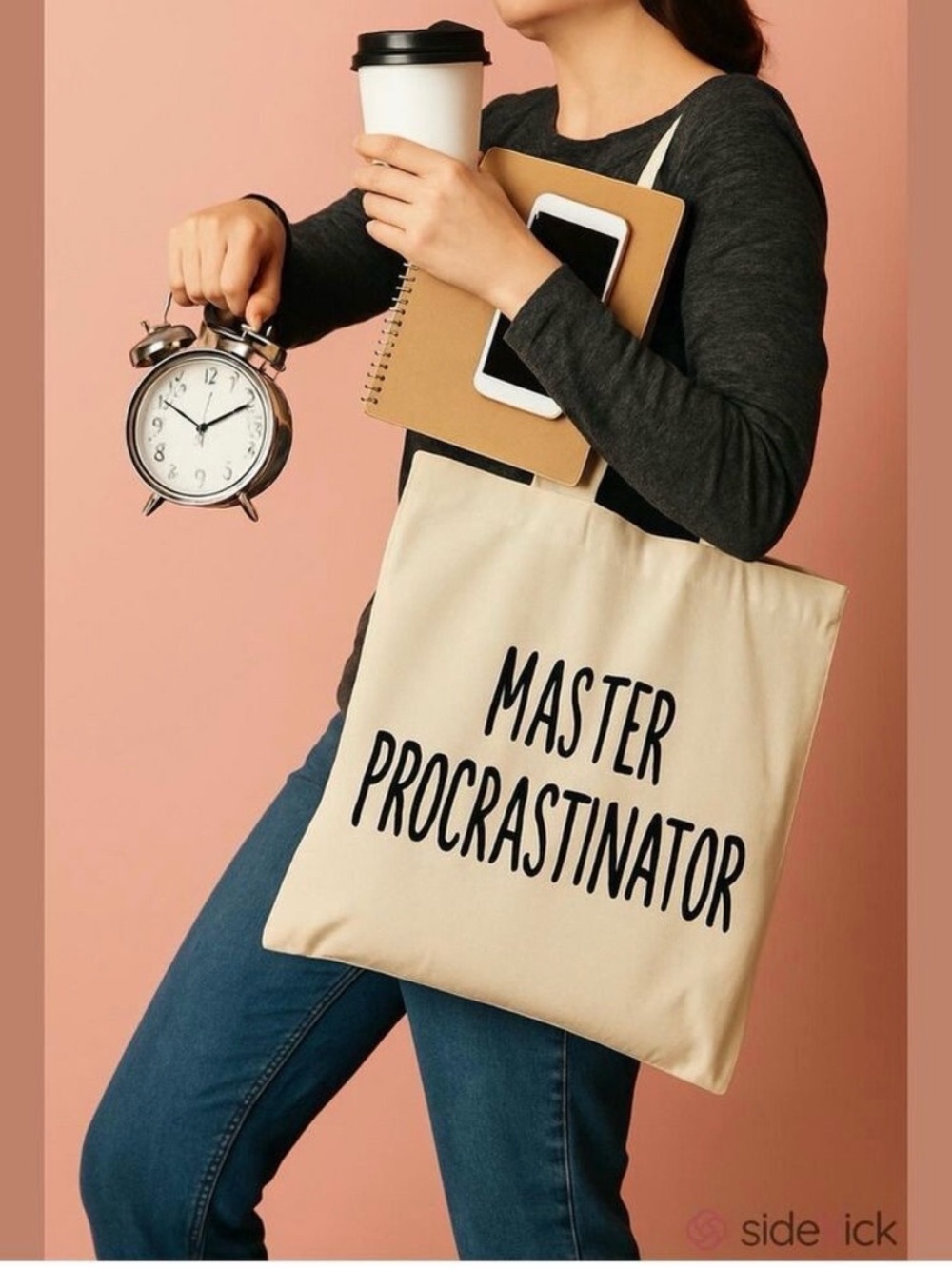Canvas Tote Bag - Cream "Master Procrastinator"